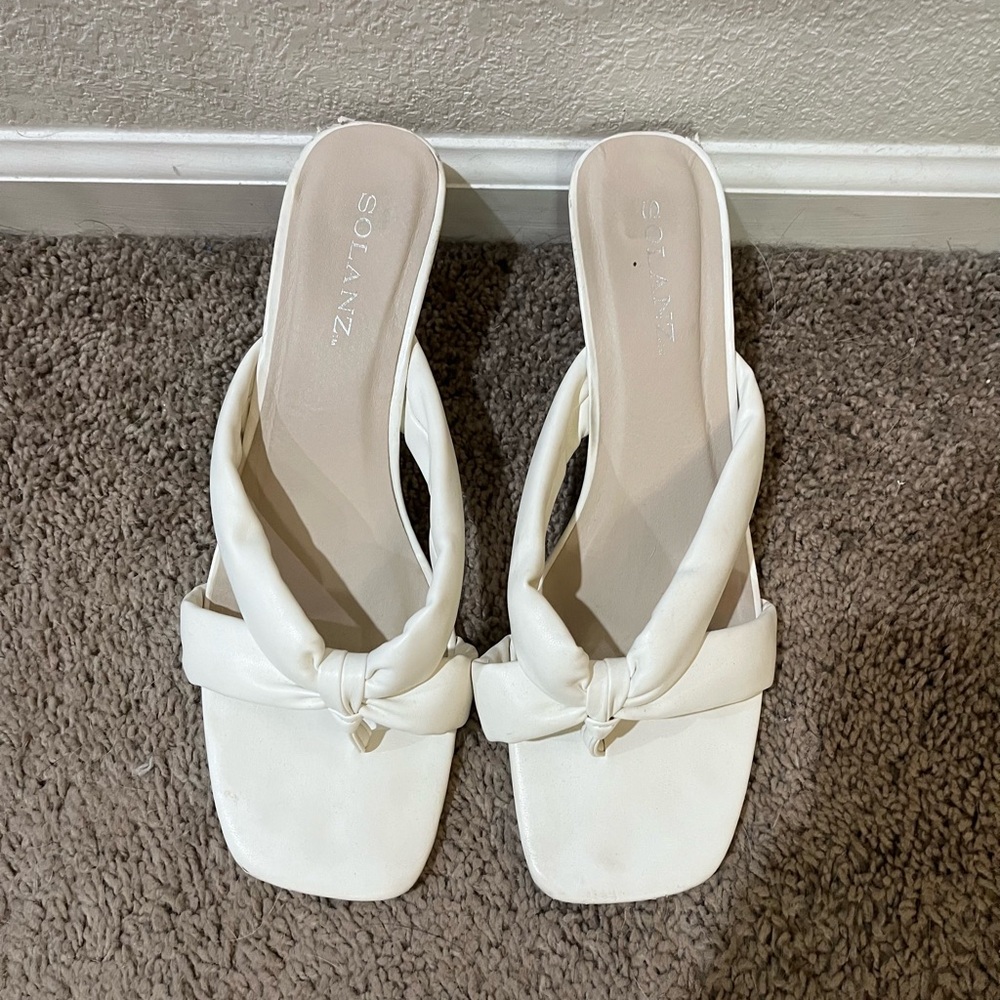 Solanz White Heeled Sandals